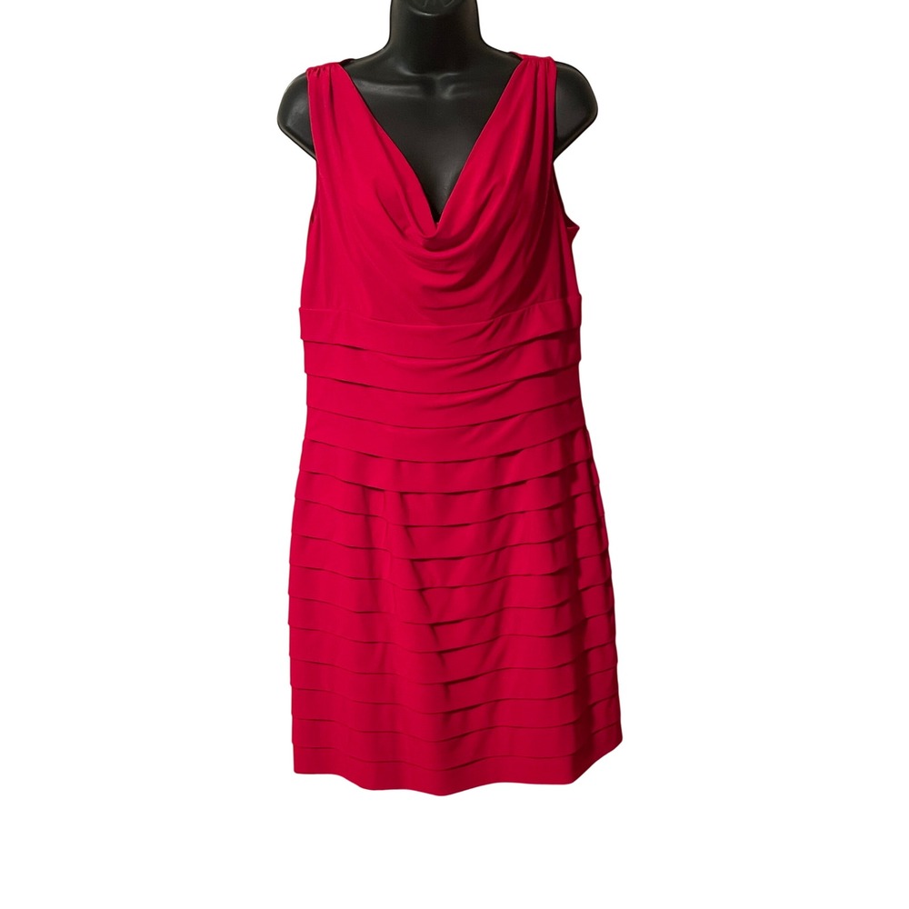 American Living Red Tiered Sleeveless Cowl Neck Sheath Dress Size 12